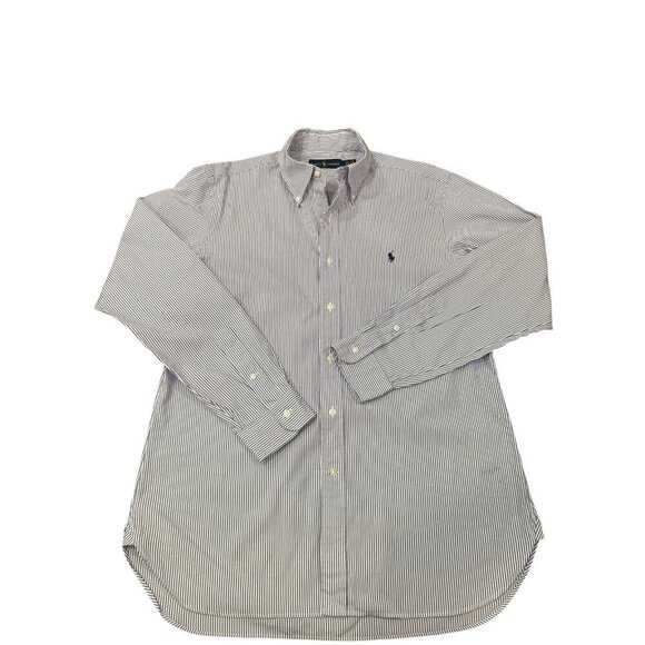 Ralph Lauren Long Sleeve Dress Shirt Purple White Stripe Size 16 40\41 - Picture 3 of 6